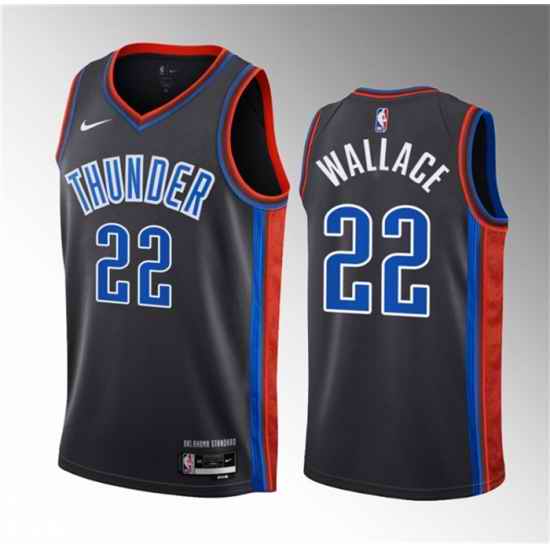 Men Oklahoma City Thunder 22 Cason Wallace Black 2023 Draft City Edition Stitched Basketball Jersey